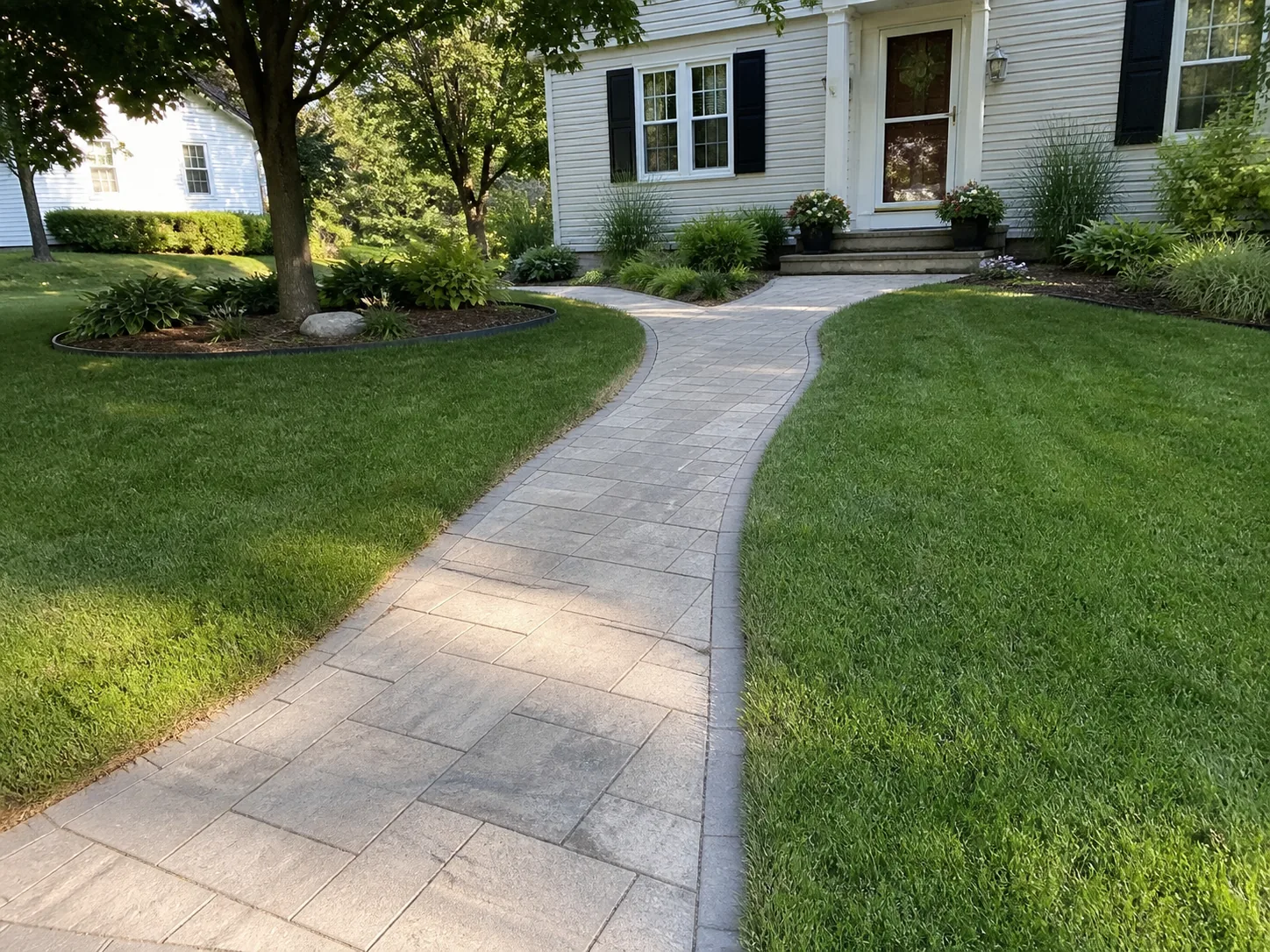 Front walkway landscaping scene