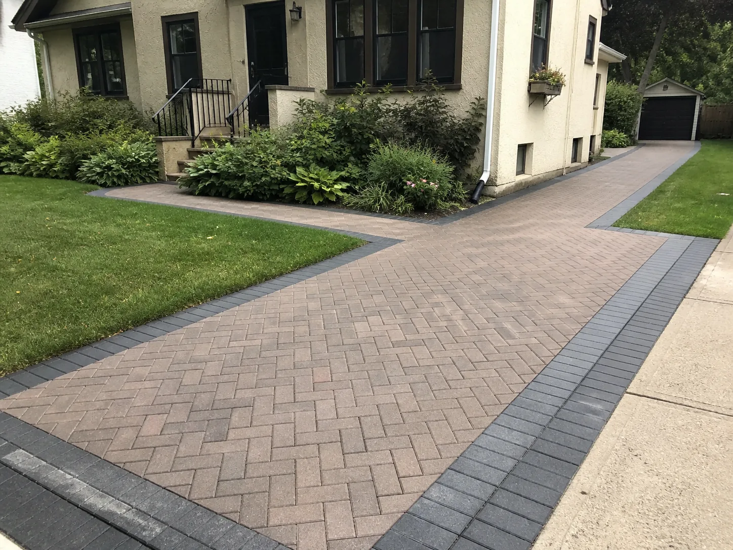 Detailed paver work landscaping scene